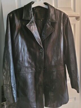 Avanti Black Leather Button-Front Jacket